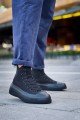KB-CX3 Erkek Günlük Bağcıklı Keten Uzun Spor Sneaker Ayakkabı KST - Siyah – Kuback Erkek Ayakkabı