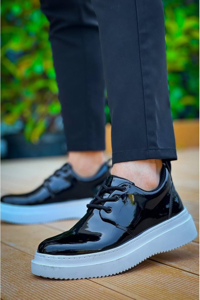 KB-X3 Erkek Günlük Bağcıklı Rugan Klasik Ayakkabı RBT - Siyah