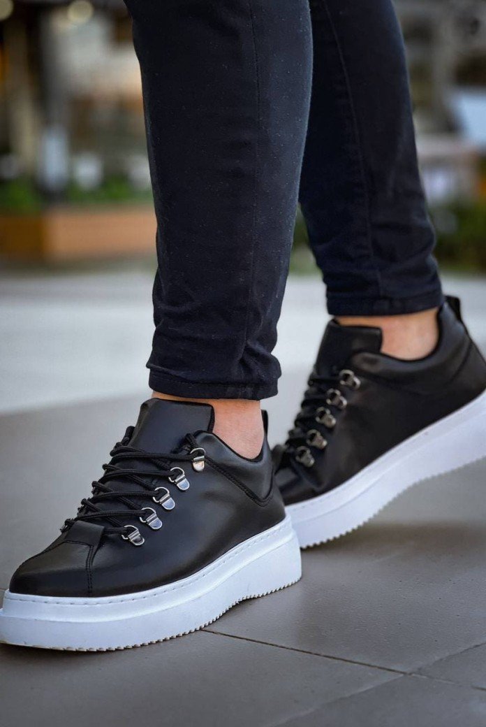 KB-X4 Erkek Günlük Bağcıklı Cilt Spor Sneaker Ayakkabı CBT - Siyah KB-X4 Erkek Günlük Bağcıklı Cilt Spor Sneaker Ayakkabı CBT - Siyah