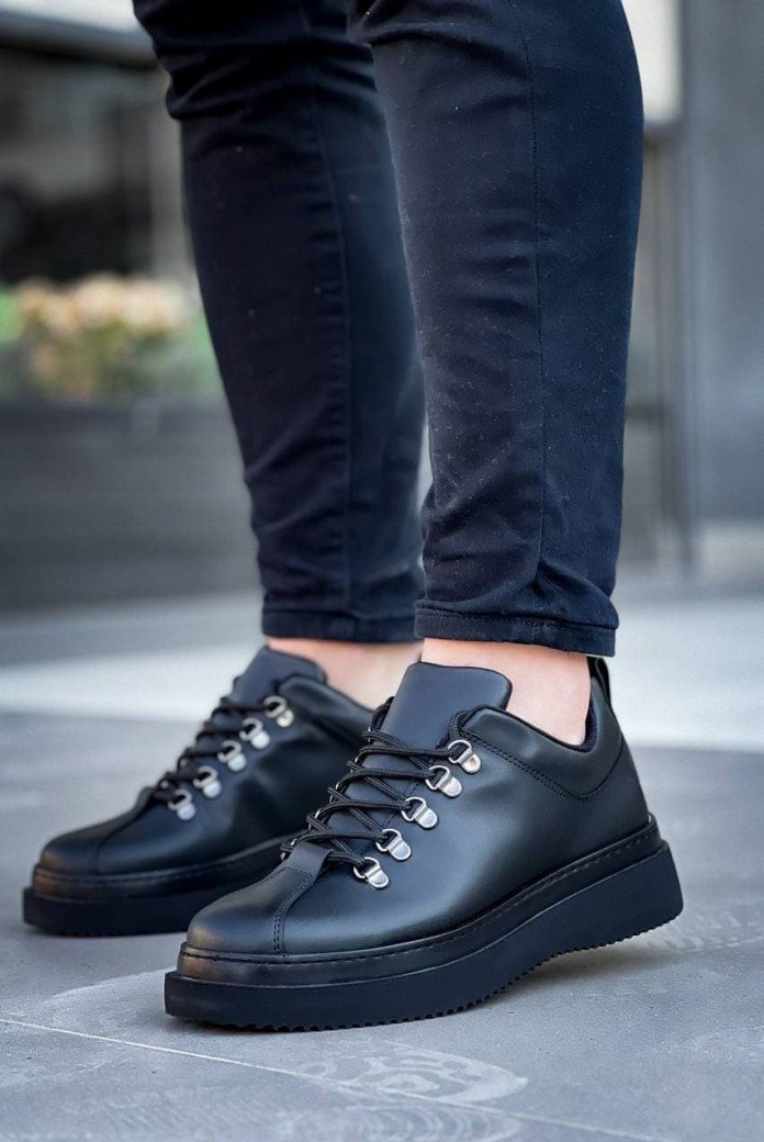 KB-X4 Erkek Günlük Bağcıklı Cilt Spor Sneaker Ayakkabı CST - Siyah KB-X4 Erkek Günlük Bağcıklı Cilt Spor Sneaker Ayakkabı CST - Siyah
