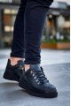 KB-X4 Erkek Günlük Bağcıklı Cilt Spor Sneaker Ayakkabı CST - Siyah