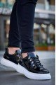 KB-X4 Erkek Günlük Bağcıklı Rugan Spor Sneaker Ayakkabı RBT - Siyah