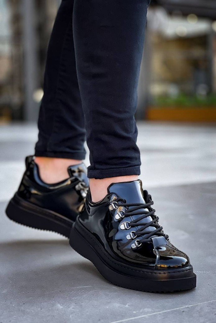 KB-X4 Erkek Günlük Bağcıklı Rugan Spor Sneaker Ayakkabı RST - Siyah KB-X4 Erkek Günlük Bağcıklı Rugan Spor Sneaker Ayakkabı RST - Siyah