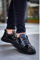 KB-X4 Erkek Günlük Bağcıklı Rugan Spor Sneaker Ayakkabı RST - Siyah