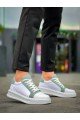 KB-X46 Erkek Günlük Bağcıklı Paraşüt Kumaş Cilt Spor Sneaker Ayakkabı PKCBT - Beyaz/Yeşil