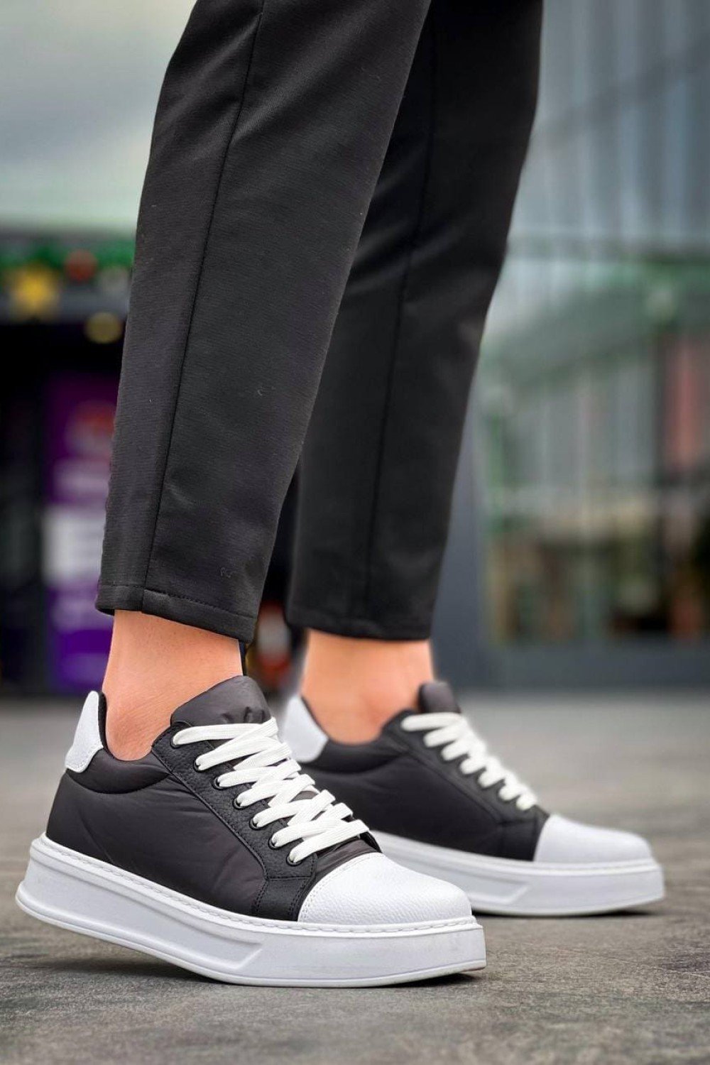 KB-X46 Erkek Günlük Bağcıklı Paraşüt Kumaş Cilt Spor Sneaker Ayakkabı PKCBT - Siyah/Beyaz Erkek Ayakkabı KB-X46 Erkek Günlük Bağcıklı Paraşüt Kumaş Cilt Spor Sneaker Ayakkabı PKCBT - Siyah/Beyaz – Kuback Erkek Ayakkabı