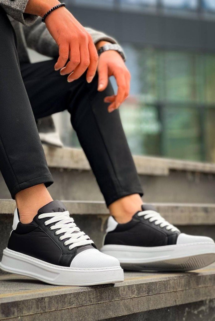 KB-X46 Erkek Günlük Bağcıklı Paraşüt Kumaş Cilt Spor Sneaker Ayakkabı PKCBT - Siyah/Beyaz KB-X46 Erkek Günlük Bağcıklı Paraşüt Kumaş Cilt Spor Sneaker Ayakkabı PKCBT - Siyah/Beyaz