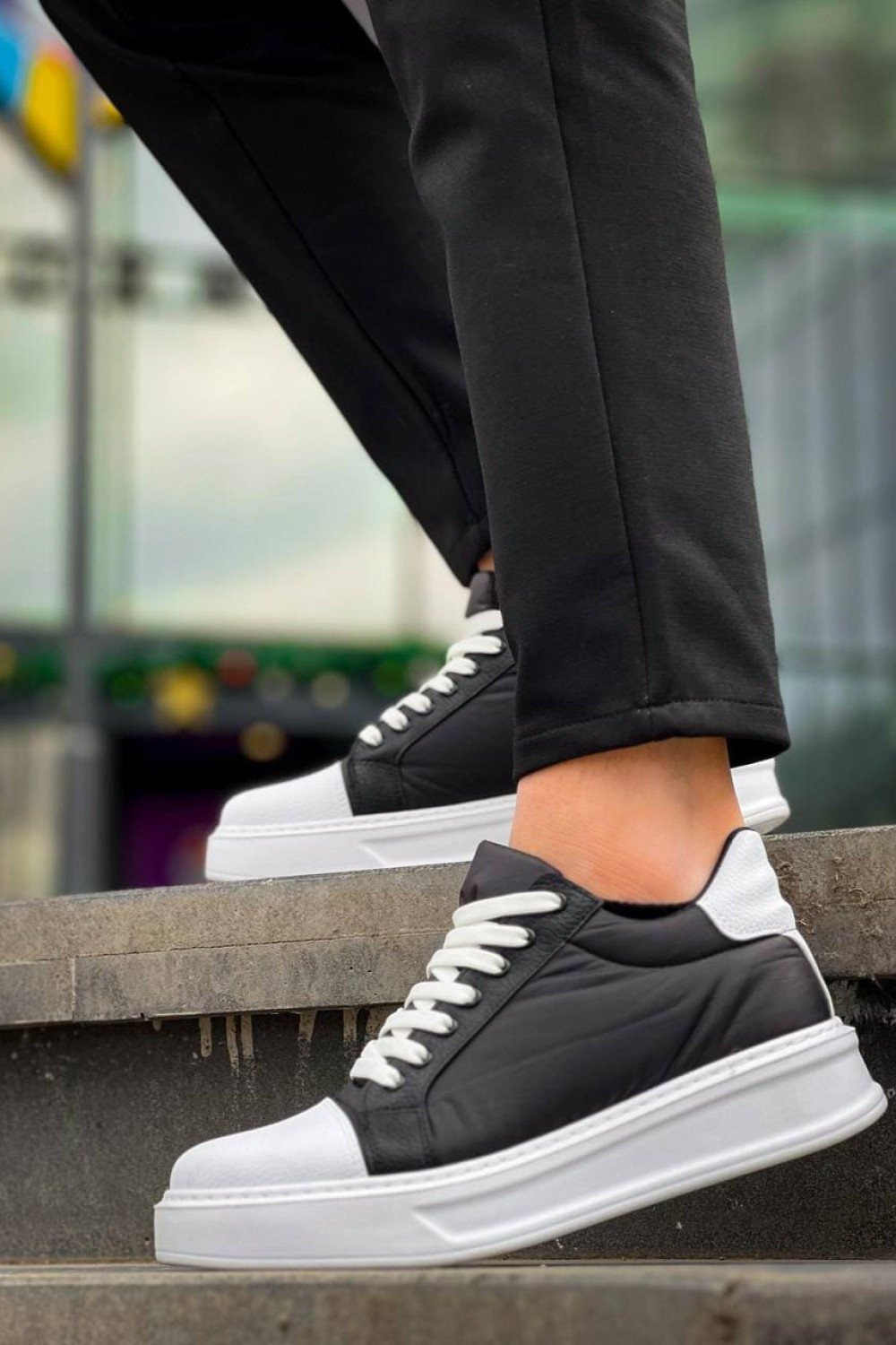 KB-X46 Erkek Günlük Bağcıklı Paraşüt Kumaş Cilt Spor Sneaker Ayakkabı PKCBT - Siyah/Beyaz Erkek Ayakkabı KB-X46 Erkek Günlük Bağcıklı Paraşüt Kumaş Cilt Spor Sneaker Ayakkabı PKCBT - Siyah/Beyaz – Kuback Erkek Ayakkabı
