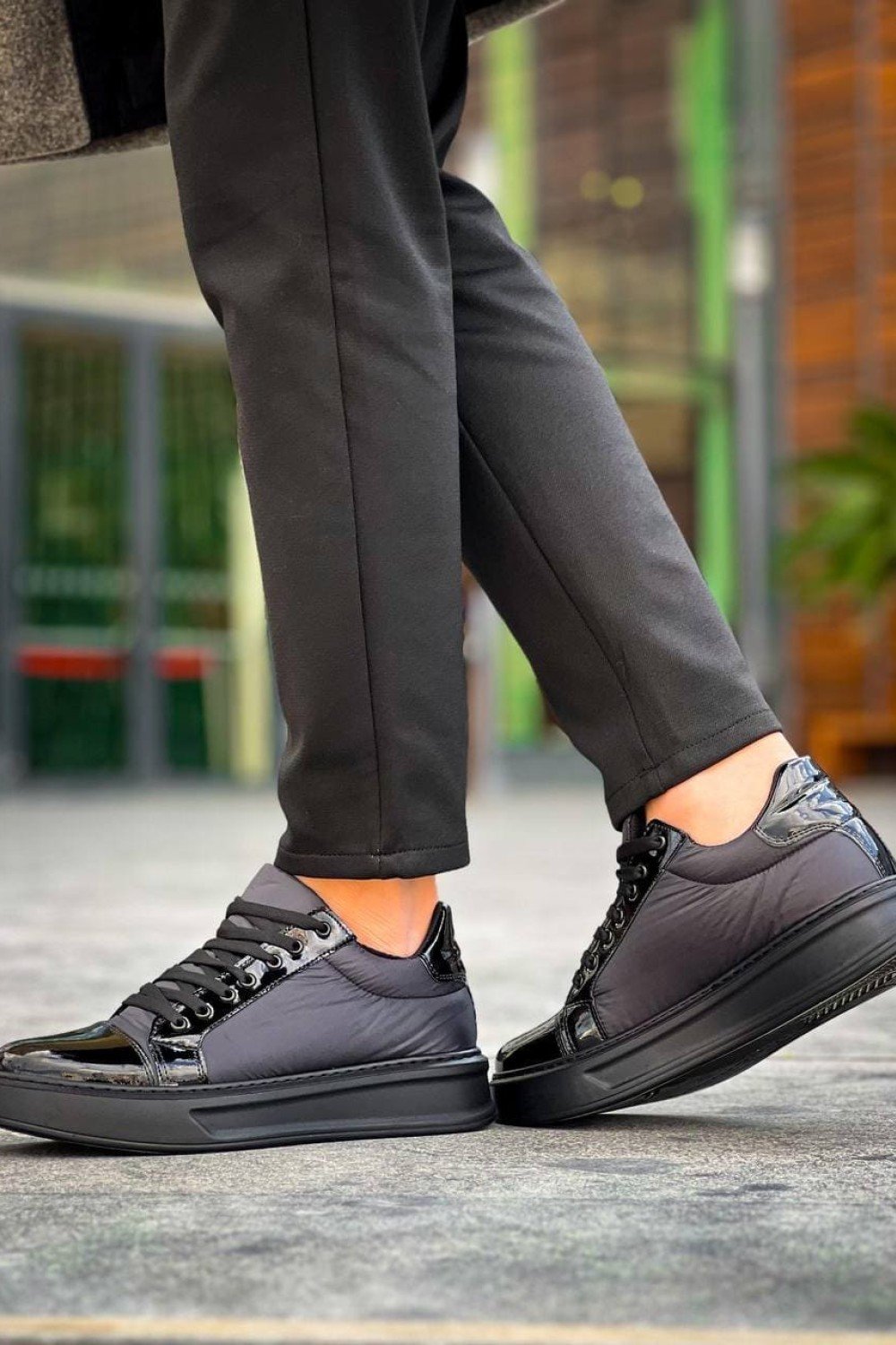KB-X46 Erkek Günlük Bağcıklı Paraşüt Kumaş Rugan Spor Sneaker Ayakkabı PKRST - Siyah – Kuback Erkek Ayakkabı