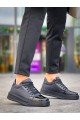 KB-X46 Erkek Günlük Bağcıklı Paraşüt Kumaş Rugan Spor Sneaker Ayakkabı PKRST - Siyah