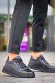 KB-X46 Erkek Günlük Bağcıklı Paraşüt Kumaş Rugan Spor Sneaker Ayakkabı PKRST - Siyah – Kuback Erkek Ayakkabı