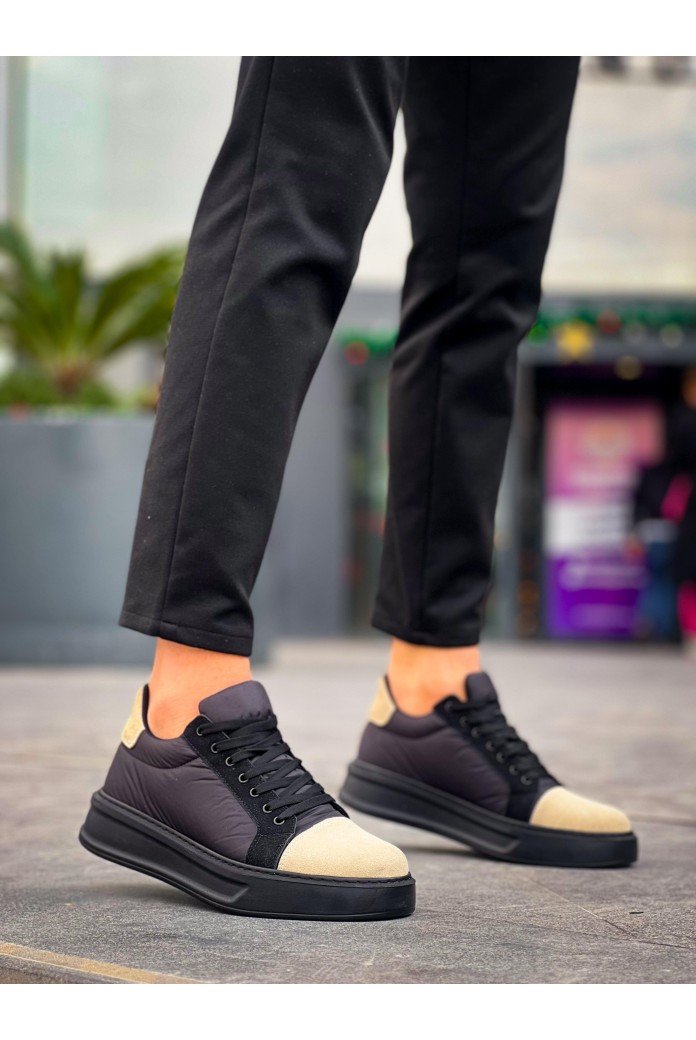 KB-X46 Erkek Günlük Bağcıklı Paraşüt Kumaş Süet Spor Sneaker Ayakkabı PKSST - Siyah/Bej KB-X46 Erkek Günlük Bağcıklı Paraşüt Kumaş Süet Spor Sneaker Ayakkabı PKSST - Siyah/Bej