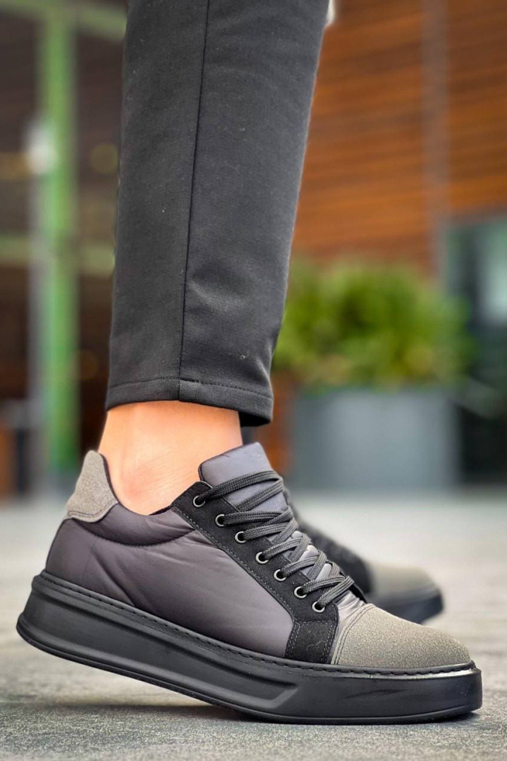 KB-X46 Erkek Günlük Bağcıklı Paraşüt Kumaş Süet Spor Sneaker Ayakkabı PKSST - Siyah/Gri – Kuback Erkek Ayakkabı