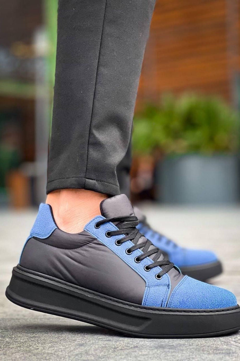 KB-X46 Erkek Günlük Bağcıklı Paraşüt Kumaş Süet Spor Sneaker Ayakkabı PKSST - Siyah/Mavi – Kuback Erkek Ayakkabı