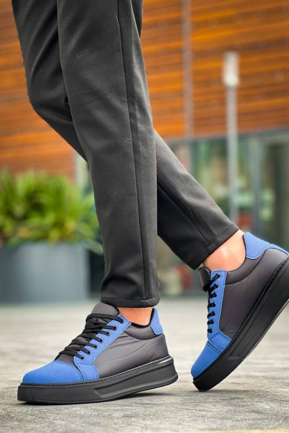 KB-X46 Erkek Günlük Bağcıklı Paraşüt Kumaş Süet Spor Sneaker Ayakkabı PKSST - Siyah/Mavi – Kuback Erkek Ayakkabı