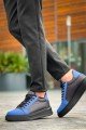 KB-X46 Erkek Günlük Bağcıklı Paraşüt Kumaş Süet Spor Sneaker Ayakkabı PKSST - Siyah/Mavi – Kuback Erkek Ayakkabı