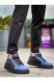 KB-X46 Erkek Günlük Bağcıklı Paraşüt Kumaş Süet Spor Sneaker Ayakkabı PKSST - Siyah/Mavi