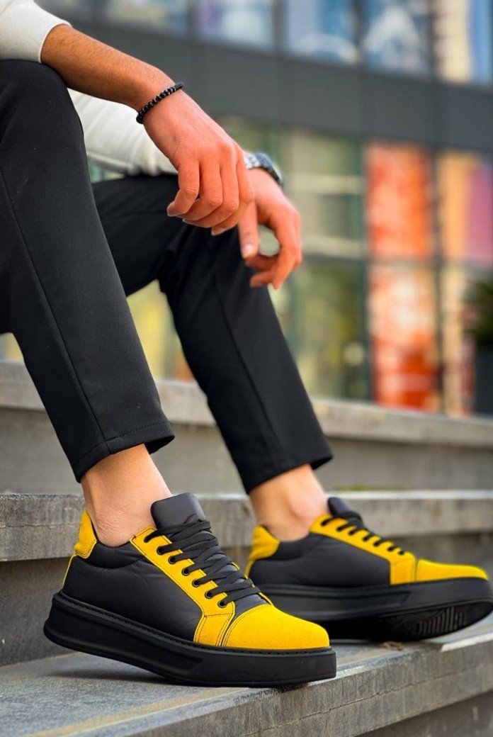 KB-X46 Erkek Günlük Bağcıklı Paraşüt Kumaş Süet Spor Sneaker Ayakkabı PKSST - Siyah/Sarı KB-X46 Erkek Günlük Bağcıklı Paraşüt Kumaş Süet Spor Sneaker Ayakkabı PKSST - Siyah/Sarı