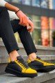 KB-X46 Erkek Günlük Bağcıklı Paraşüt Kumaş Süet Spor Sneaker Ayakkabı PKSST - Siyah/Sarı – Kuback Erkek Ayakkabı