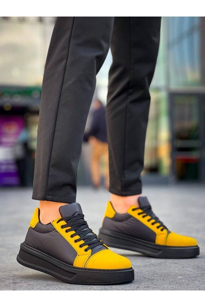 KB-X46 Erkek Günlük Bağcıklı Paraşüt Kumaş Süet Spor Sneaker Ayakkabı PKSST - Siyah/Sarı KB-X46 Erkek Günlük Bağcıklı Paraşüt Kumaş Süet Spor Sneaker Ayakkabı PKSST - Siyah/Sarı