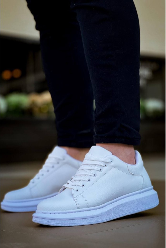 KB-X500 Erkek Günlük Bağcıklı Cilt Spor Sneaker Ayakkabı CBT - Beyaz