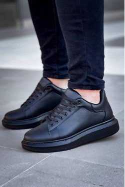 KB-X500 Erkek Günlük Bağcıklı Cilt Spor Sneaker Ayakkabı CST - Siyah