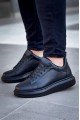 KB-X500 Erkek Günlük Bağcıklı Cilt Spor Sneaker Ayakkabı CST - Siyah
