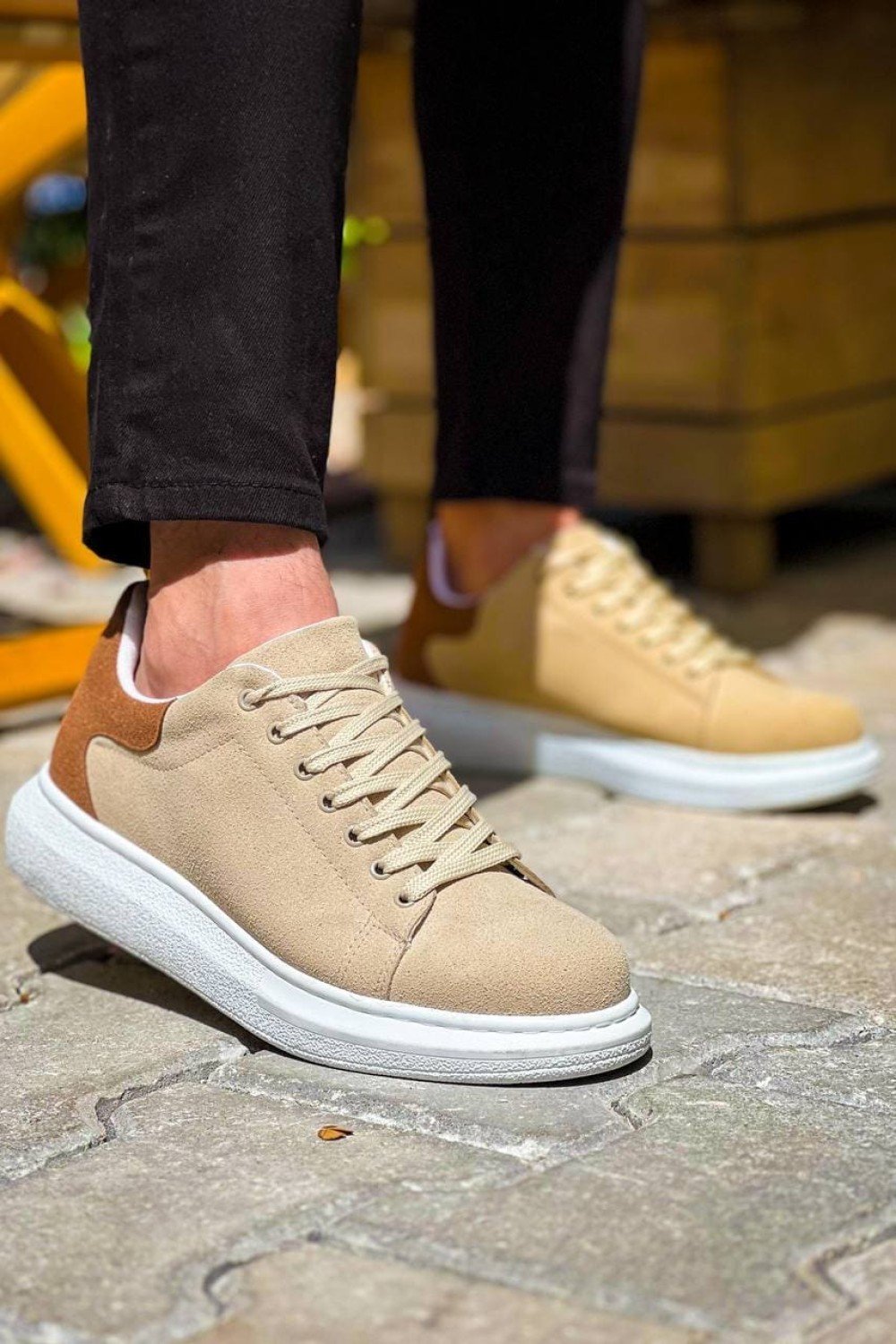 KB-X500 Erkek Günlük Bağcıklı Süet Spor Sneaker Ayakkabı SBT - Bej/Taba – Kuback Erkek Ayakkabı