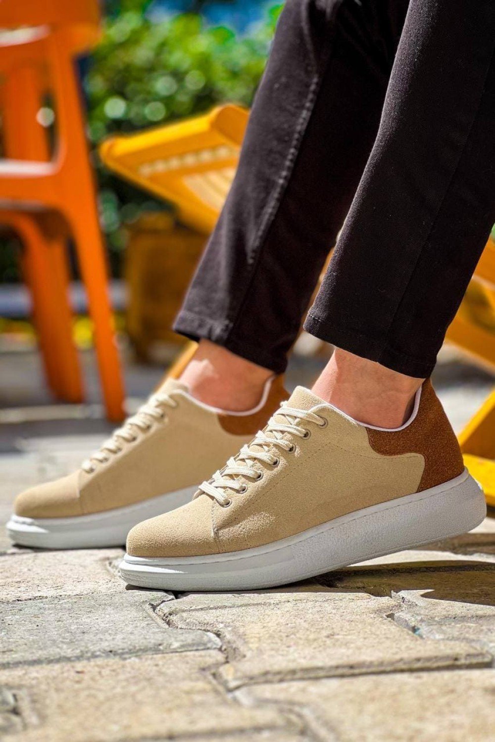 KB-X500 Erkek Günlük Bağcıklı Süet Spor Sneaker Ayakkabı SBT - Bej/Taba – Kuback Erkek Ayakkabı