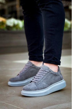 KB-X500 Erkek Günlük Bağcıklı Süet Spor Sneaker Ayakkabı SGT - Gri