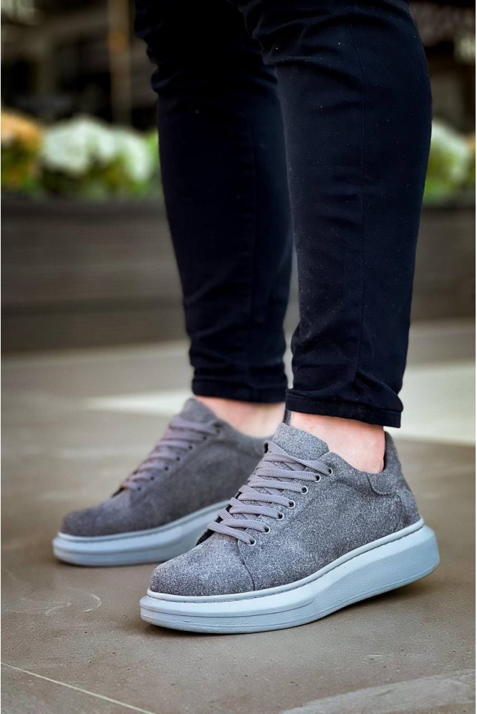 KB-X500 Erkek Günlük Bağcıklı Süet Spor Sneaker Ayakkabı SGT - Gri