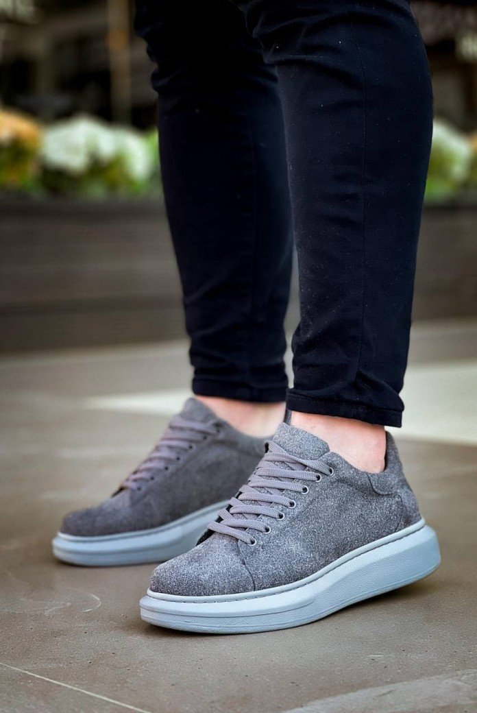 KB-X500 Erkek Günlük Bağcıklı Süet Spor Sneaker Ayakkabı SGT - Gri
