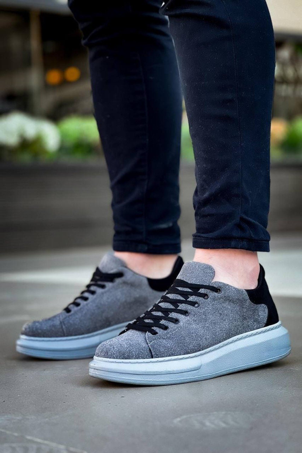 KB-X500 Erkek Günlük Bağcıklı Süet Spor Sneaker Ayakkabı SGT - Gri/Siyah – Kuback Erkek Ayakkabı