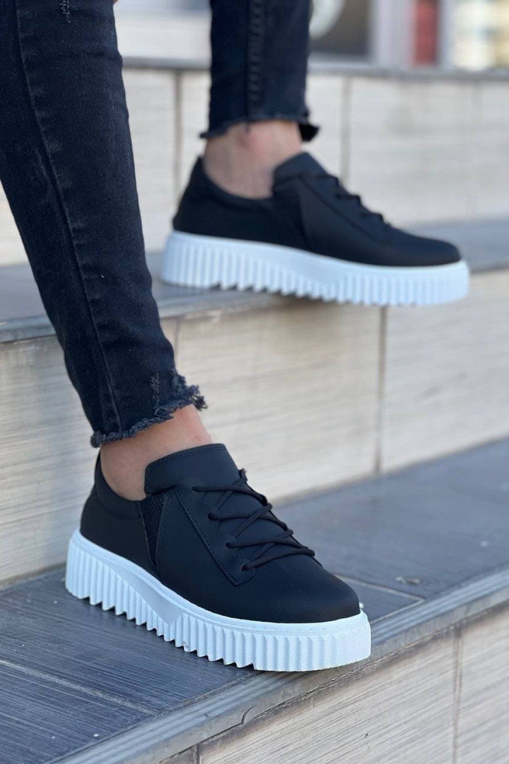 KB-X502 Erkek Günlük Bağcıklı Cilt Spor Sneaker Ayakkabı CBT - Siyah Erkek Ayakkabı KB-X502 Erkek Günlük Bağcıklı Cilt Spor Sneaker Ayakkabı CBT - Siyah – Kuback Erkek Ayakkabı