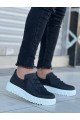 KB-X502 Erkek Günlük Bağcıklı Cilt Spor Sneaker Ayakkabı CBT - Siyah