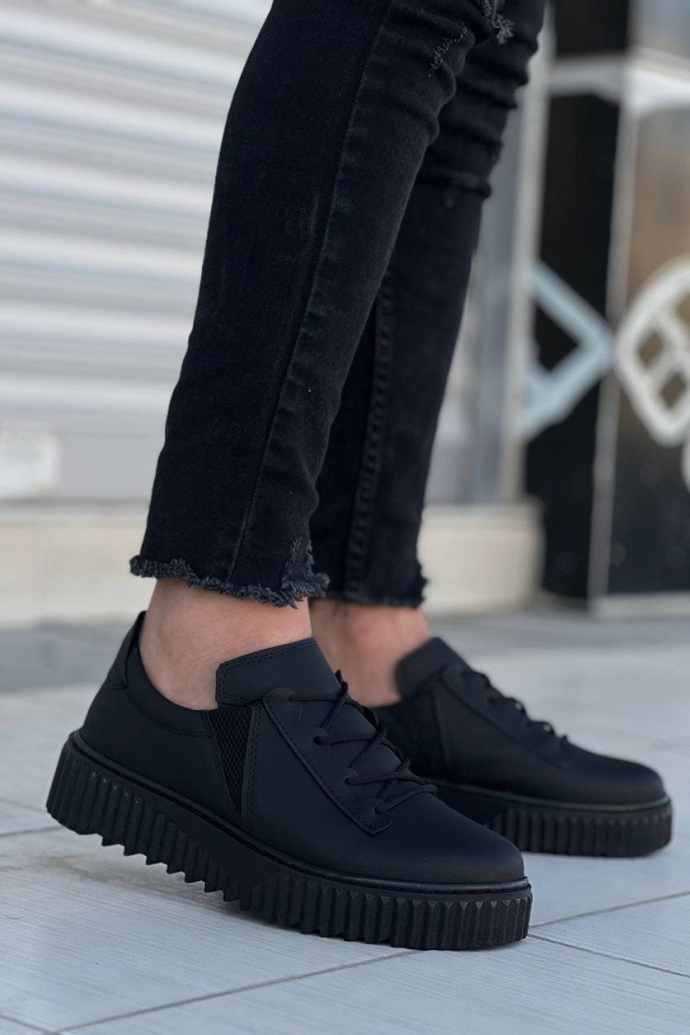KB-X502 Erkek Günlük Bağcıklı Cilt Spor Sneaker Ayakkabı CST - Siyah – Kuback Erkek Ayakkabı