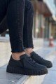 KB-X502 Erkek Günlük Bağcıklı Cilt Spor Sneaker Ayakkabı CST - Siyah – Kuback Erkek Ayakkabı