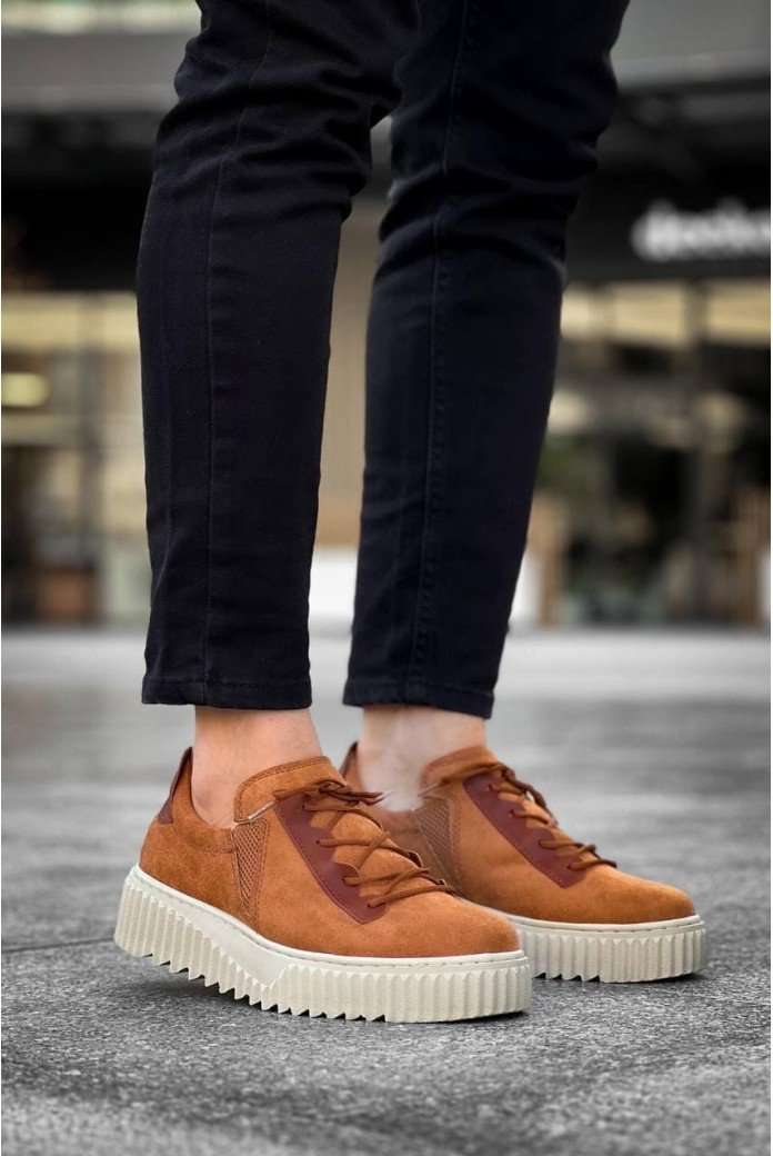 KB-X502 Erkek Günlük Bağcıklı Süet Spor Sneaker Ayakkabı SKT - Taba