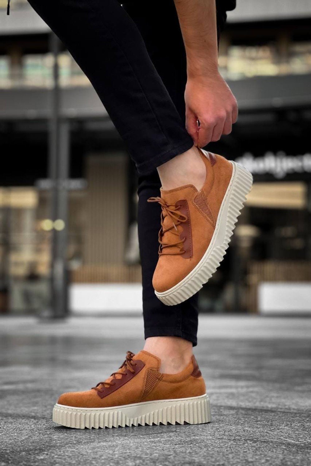 KB-X502 Erkek Günlük Bağcıklı Süet Spor Sneaker Ayakkabı SKT - Taba – Kuback Erkek Ayakkabı