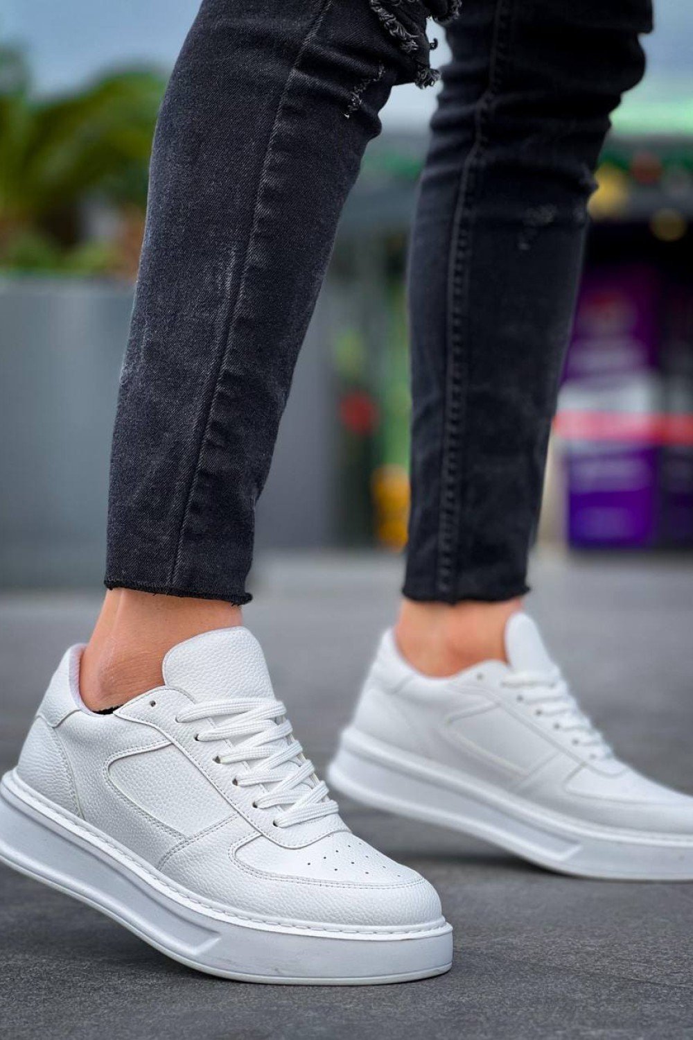 KB-X8 Erkek Günlük Bağcıklı Cilt Spor Sneaker Ayakkabı CBT - Beyaz – Kuback Erkek Ayakkabı