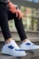 KB-X8 Erkek Günlük Bağcıklı Cilt Süet Spor Sneaker Ayakkabı CSBT - Beyaz/Mavi – Kuback Erkek Ayakkabı