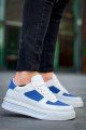 KB-X8 Erkek Günlük Bağcıklı Cilt Süet Spor Sneaker Ayakkabı CSBT - Beyaz/Mavi – Kuback Erkek Ayakkabı