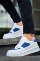 KB-X8 Erkek Günlük Bağcıklı Cilt Süet Spor Sneaker Ayakkabı CSBT - Beyaz/Mavi – Kuback Erkek Ayakkabı