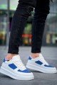 KB-X8 Erkek Günlük Bağcıklı Cilt Süet Spor Sneaker Ayakkabı CSBT - Beyaz/Mavi – Kuback Erkek Ayakkabı