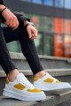 KB-X8 Erkek Günlük Bağcıklı Cilt Süet Spor Sneaker Ayakkabı CSBT - Beyaz/Sarı – Kuback Erkek Ayakkabı