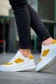KB-X8 Erkek Günlük Bağcıklı Cilt Süet Spor Sneaker Ayakkabı CSBT - Beyaz/Sarı – Kuback Erkek Ayakkabı