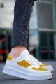 KB-X8 Erkek Günlük Bağcıklı Cilt Süet Spor Sneaker Ayakkabı CSBT - Beyaz/Sarı – Kuback Erkek Ayakkabı