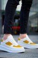 KB-X8 Erkek Günlük Bağcıklı Cilt Süet Spor Sneaker Ayakkabı CSBT - Beyaz/Sarı – Kuback Erkek Ayakkabı