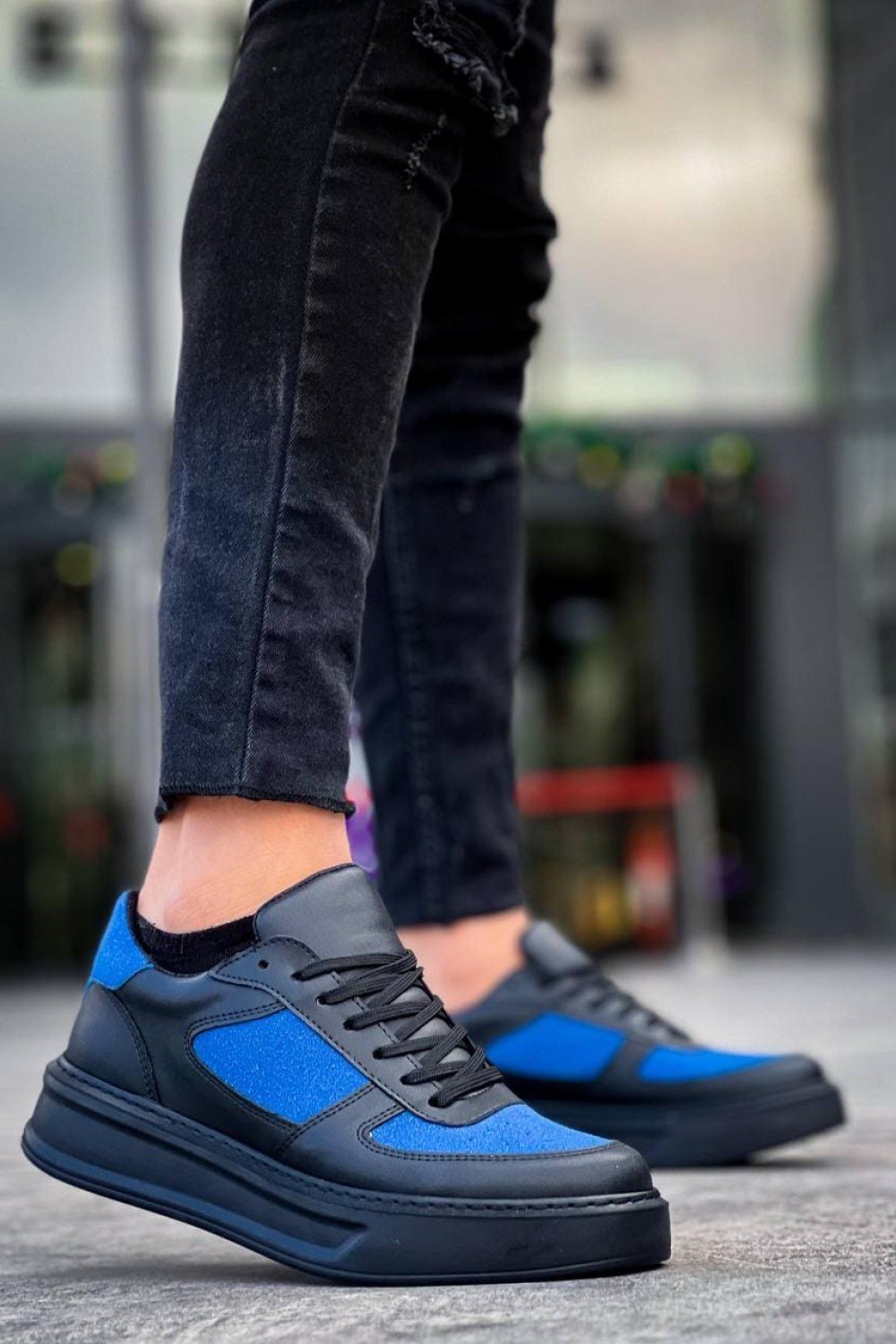 KB-X8 Erkek Günlük Bağcıklı Cilt Süet Spor Sneaker Ayakkabı CSST - Siyah/Mavi Erkek Ayakkabı KB-X8 Erkek Günlük Bağcıklı Cilt Süet Spor Sneaker Ayakkabı CSST - Siyah/Mavi – Kuback Erkek Ayakkabı