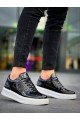 KB-X8 Erkek Günlük Bağcıklı Rugan Spor Sneaker Ayakkabı RBT - Siyah